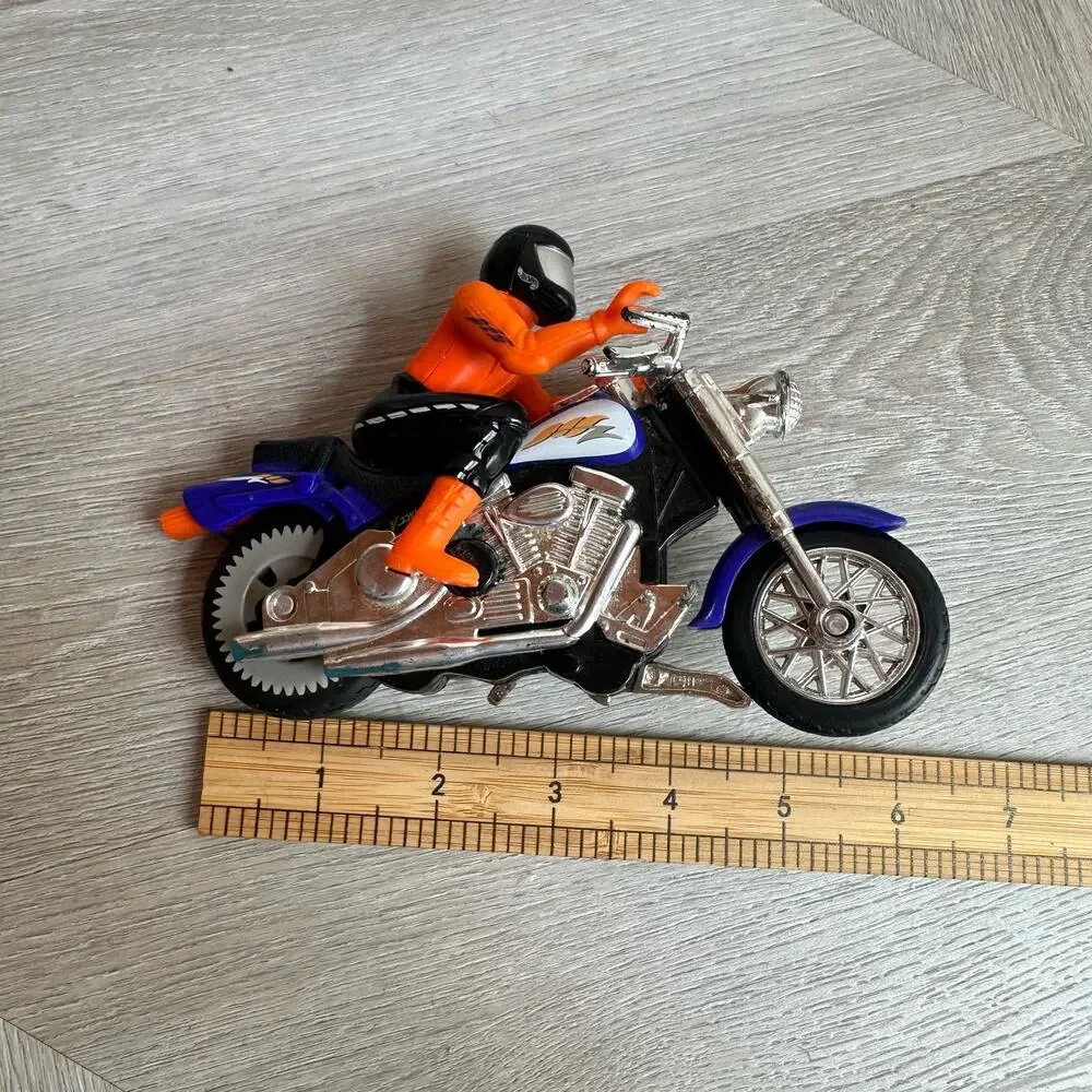 Hot Wheels V Twin Motorcycle Orange Blue Kickstand